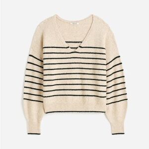 Madewell - Wedged Luxury Forest Green  Stripe V Neck Long Sleeve Sweater Size XS